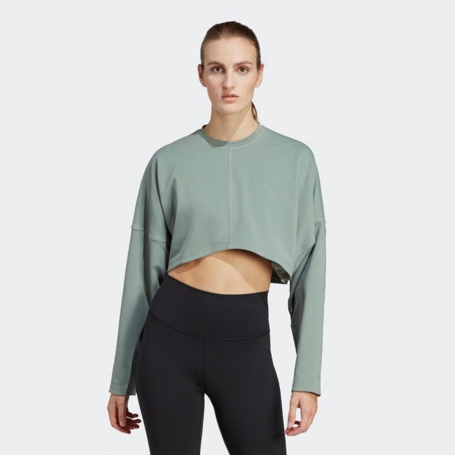 Adidas women s yoga studio crop sweatshirt Sportland